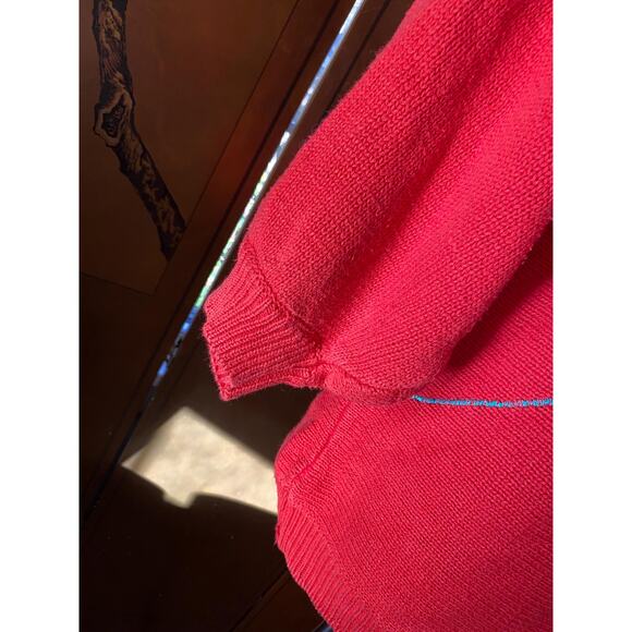 Vintage cotton blend sweater in red with embroideries, size M - Picture 6 of 7